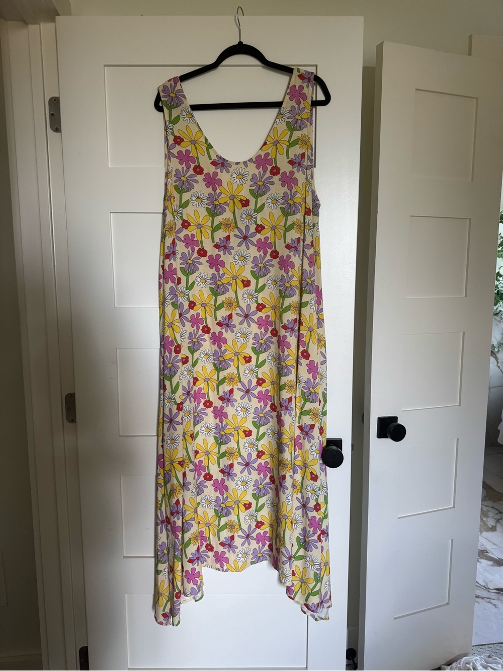 Sleeveless Floral Maxi Dress in Yellow and Pink